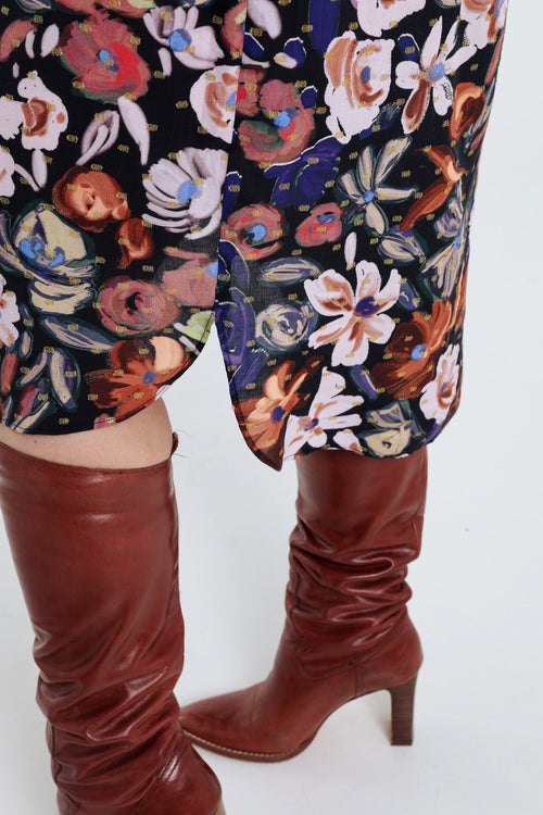 Robe chemise à fleurs avec lurex-Paprika-6