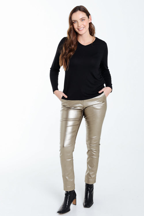 Effen T-shirt in viscose-Paprika-8