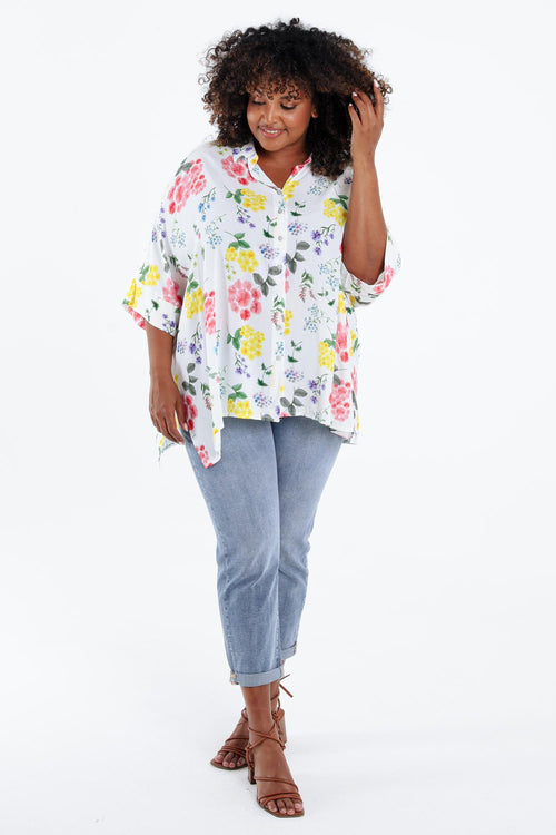 Blouse van viscose met bloemenprint-Paprika-8