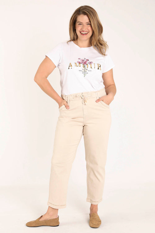 Effen katoenen chino-Paprika-9