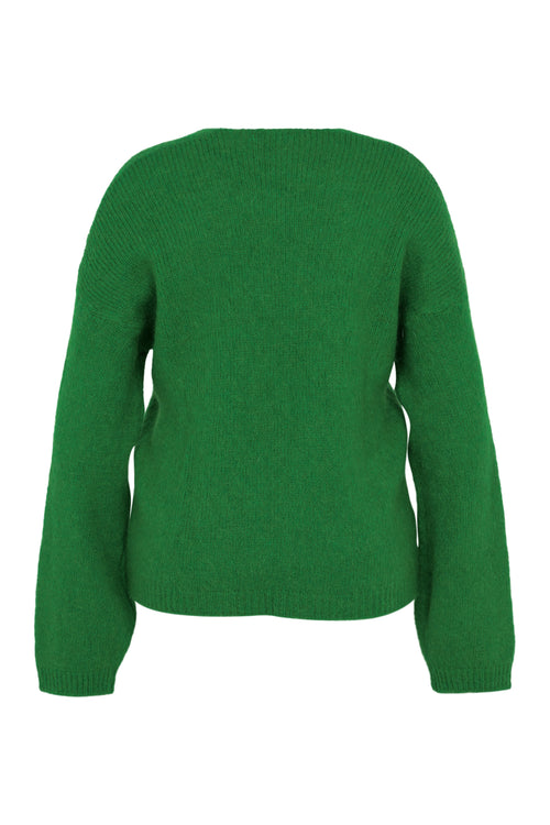 Effen, open cardigan in zacht mohair-Paprika-11