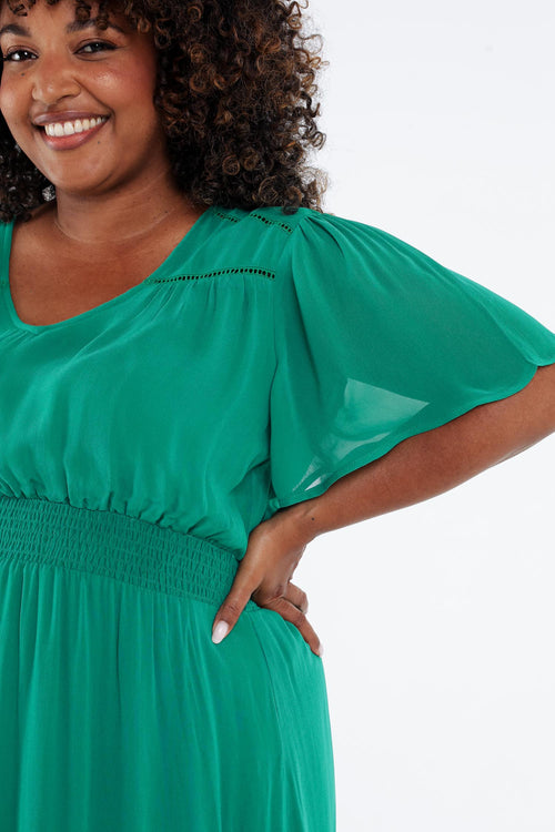 Lang unifoon Viscose jurk-Paprika-6