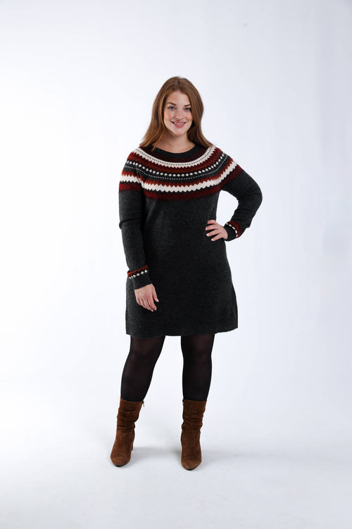 Robe pull motif jacquard-Paprika-1