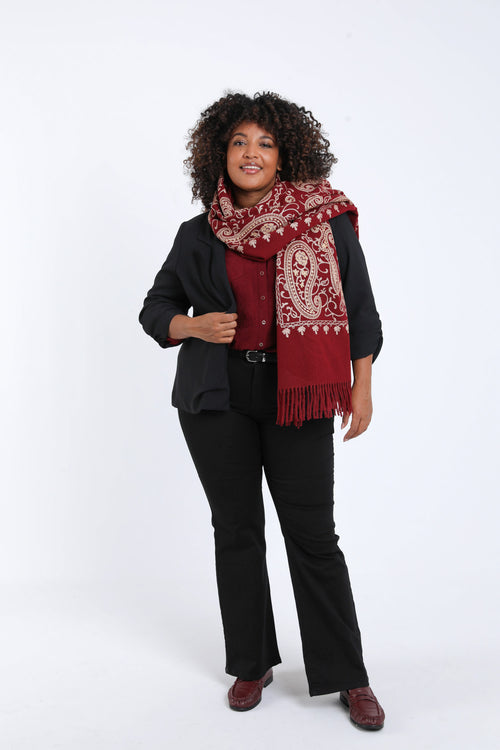 Chemise en viscose unie détail relief-Paprika-7