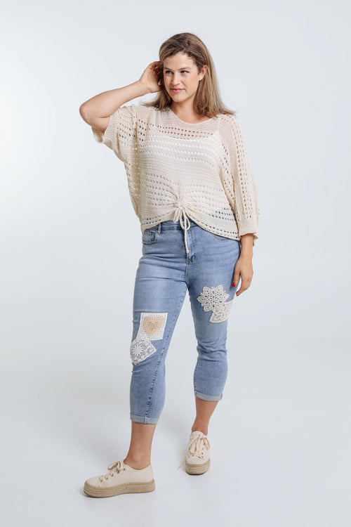 Korte, effen trui in viscose-Paprika-7