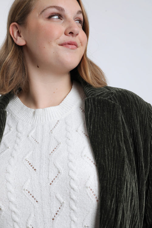 Blazer uni en velours plissé-Paprika-3