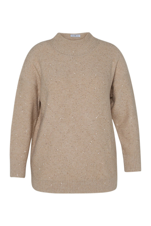 Trui met col in één kleur en glinsterend effect-Paprika-1