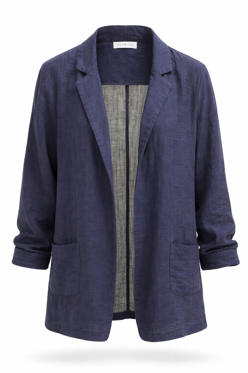 Zachte blazer van effen viscose-Paprika-1