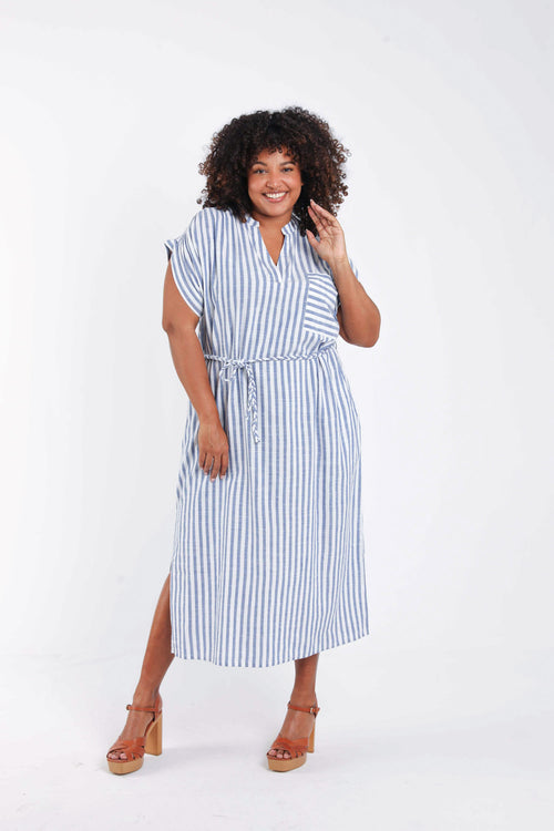 Robe longue en viscose rayée-Paprika-9