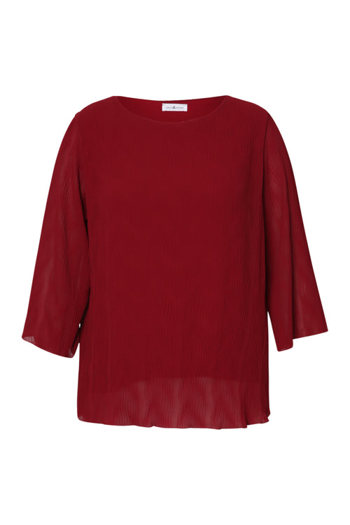 Effen geplooide blouse-Paprika-7