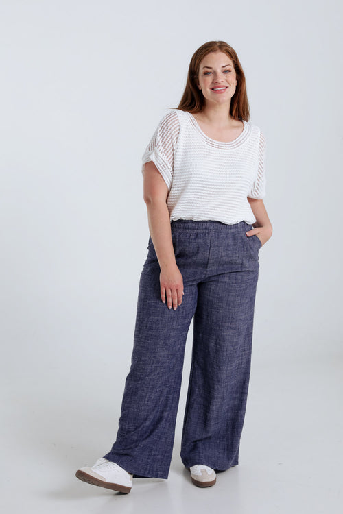Effen linnen broek-Paprika-8