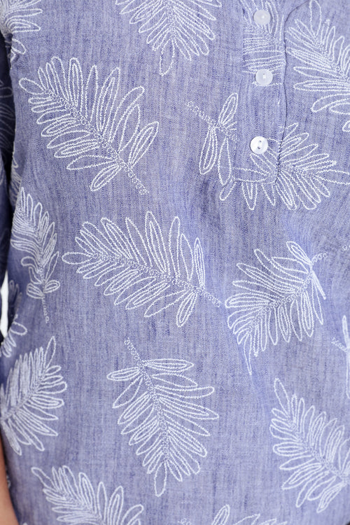 Tweekleurige blouse met bladdetail-Paprika-6