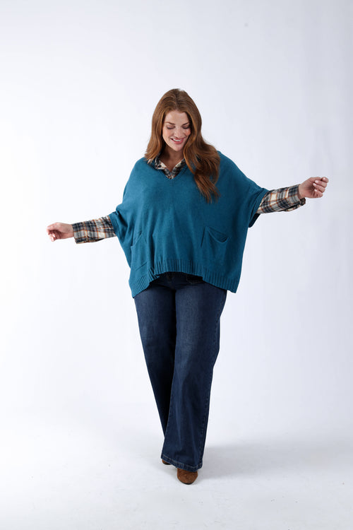 Effen korte trui van viscose-Paprika-7