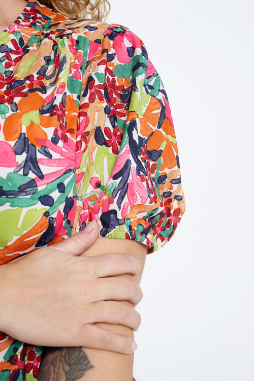 Blouse van katoen met bloemenprint-Paprika-4