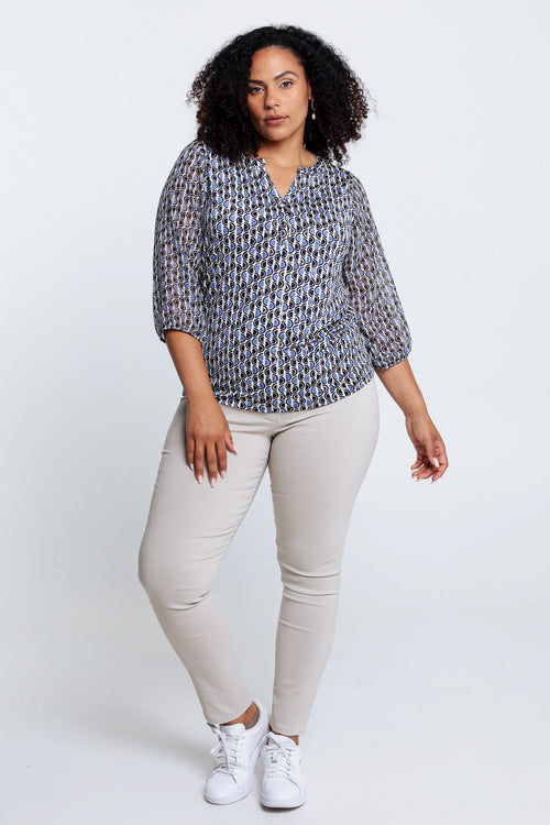 T-shirt met gouden grafisch motief-Paprika-9