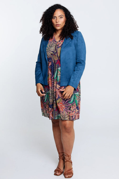 Kort, effen motorjasje met suède-effect-Paprika-9