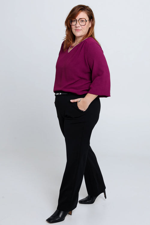 Effen T-shirt met lurex en juweel-Paprika-7