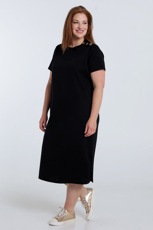Effen lange jurk van viscose-Paprika-8