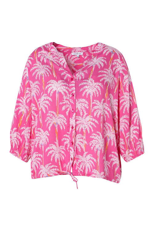 Blouse van viscose met palmprint-Paprika-10