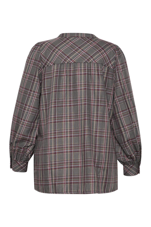 Geruite blouse met lurex-Paprika-8