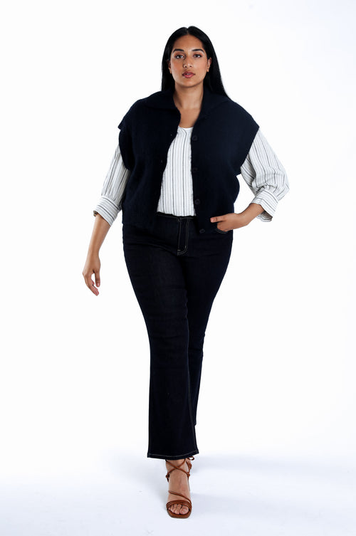 Gestreepte blouse van viscose en linnen-Paprika-7