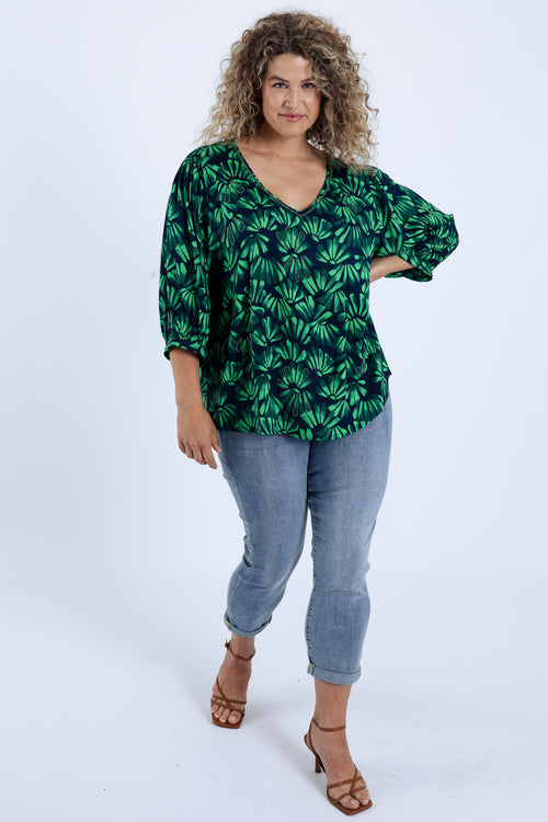 Blouse en viscose imprimé floral-Paprika-9