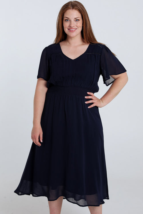 Lang unifoon Viscose jurk-Paprika-1
