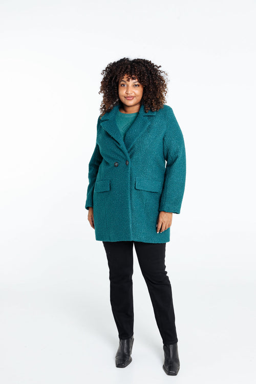 Manteau mi-long uni maille bouclette-Paprika-9