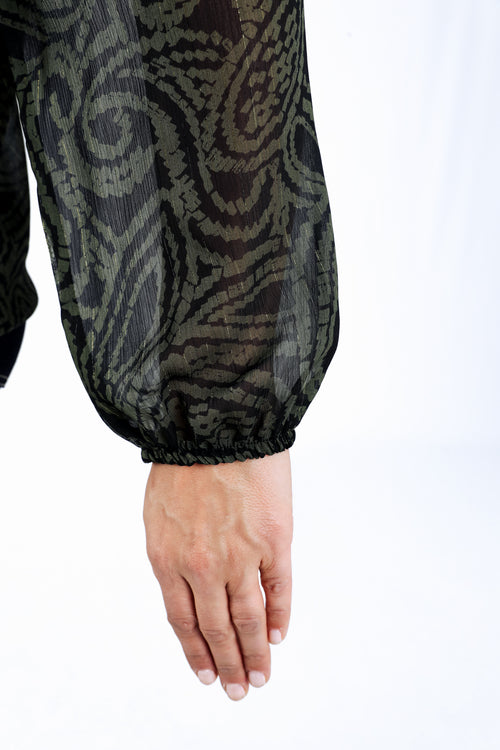 Blouse bicolore imprimé cachemire-Paprika-6