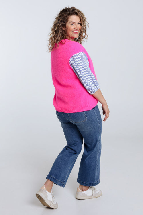 Effen mouwloos vest-Paprika-2