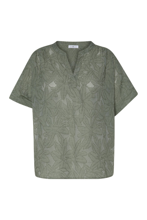 Blouse jacquard en coton unie-Paprika-10