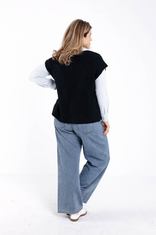 Mouwloos gilet van effen boucle-stof-Paprika-2