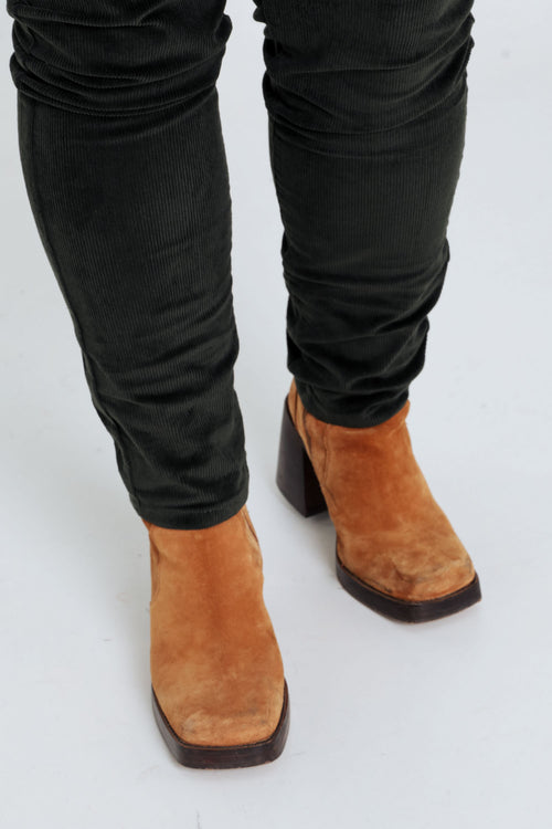 Effen slim fluwelen jegging-Paprika-6