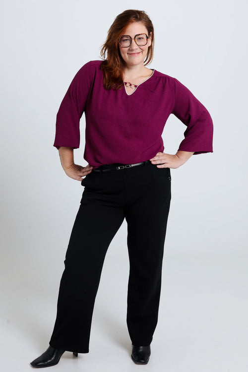 Effen palazziobroek met verstelbare zijkant-Paprika-6