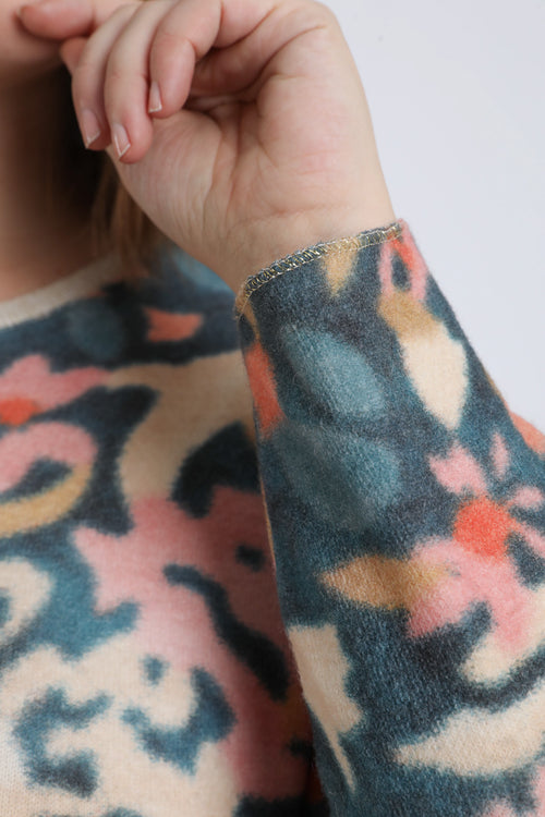 T-shirt van warme stof met bloemenprint-Paprika-5