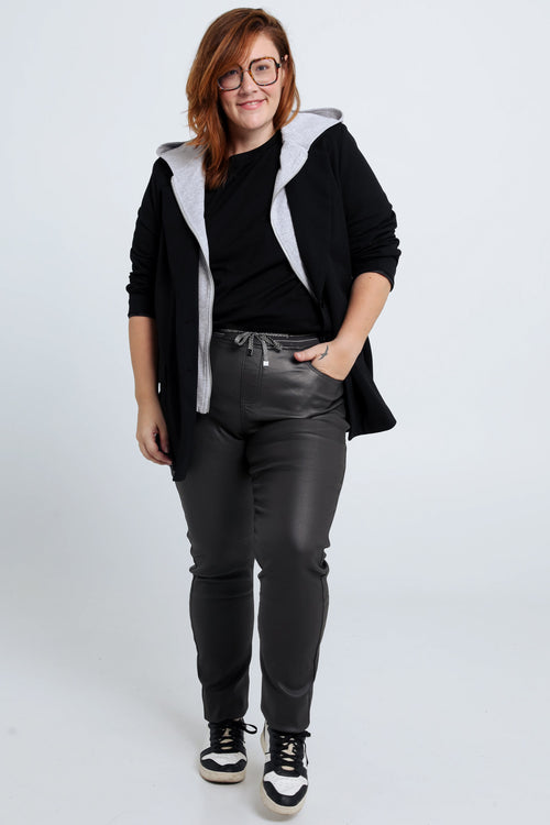Slim gecoate jegging met fijne riem-Paprika-6