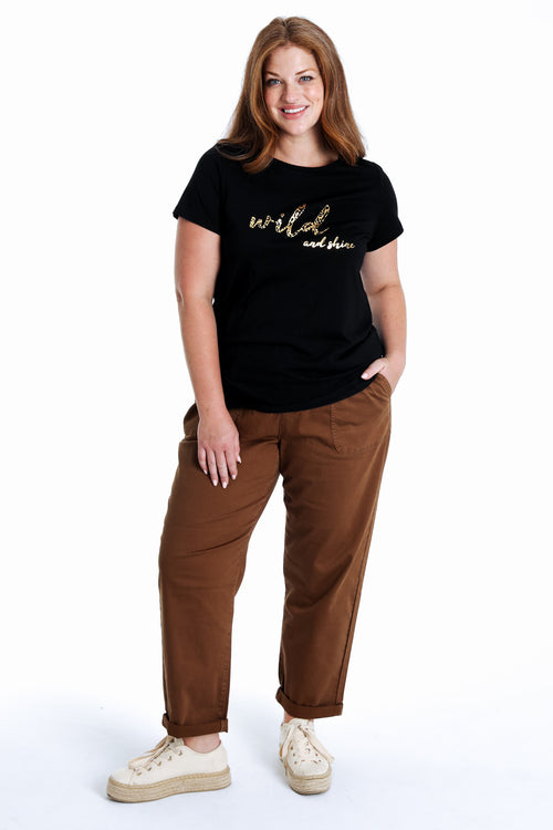 T-shirt en coton uni avec imprimé Wild and shine-Paprika-9