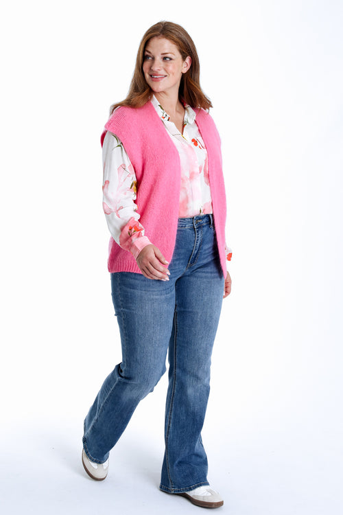 Effen mouwloos gilet-Paprika-9