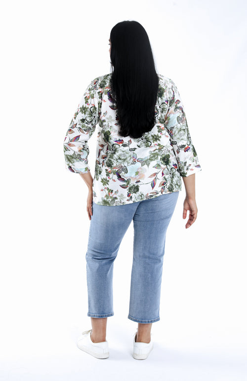 Blouse en viscose imprimé fleuri-Paprika-2