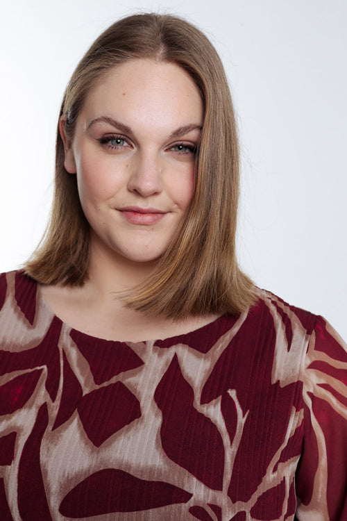 Geplooide blouse met grafische print-Paprika-6