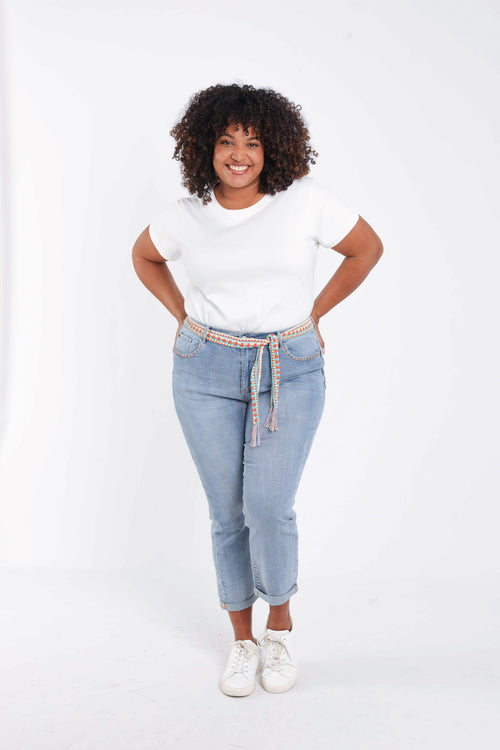 Jeans Louise slim 3/4 met fantasie riem-Paprika-8