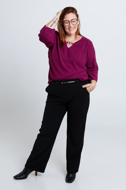 Effen T-shirt met lurex en juweel-Paprika-8