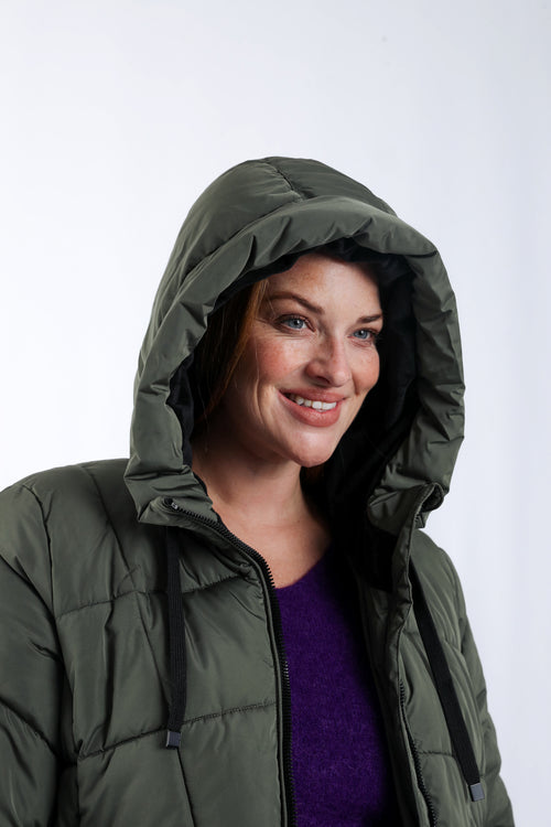 Effen lange donsjas-Paprika-8