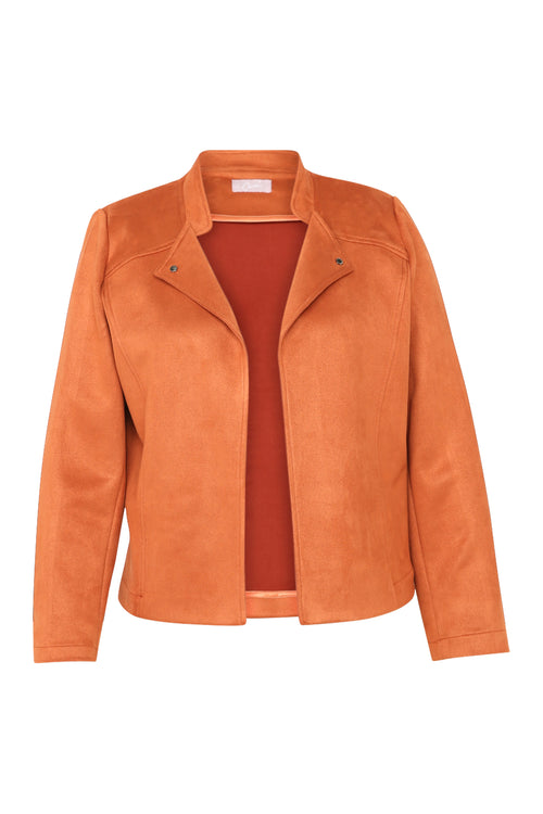 Kort, effen motorjasje met suède-effect-Paprika-9