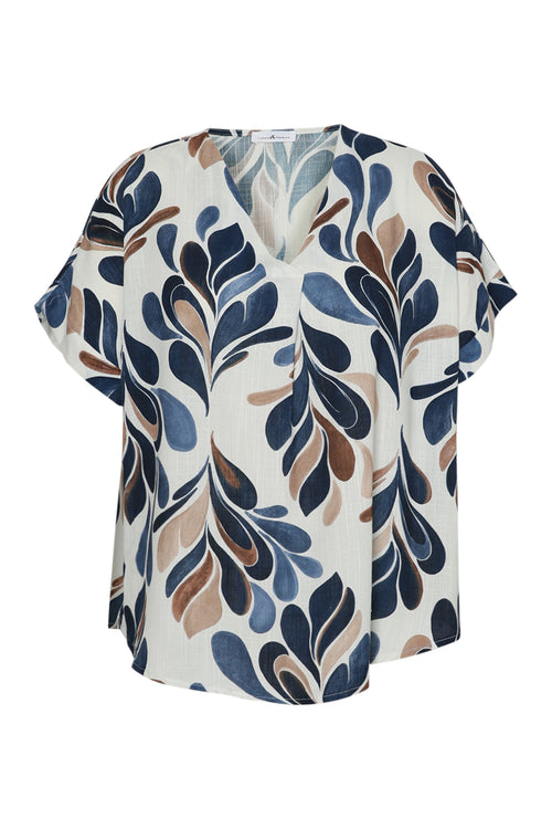 Blouse van viscose met bladprint-Paprika-1