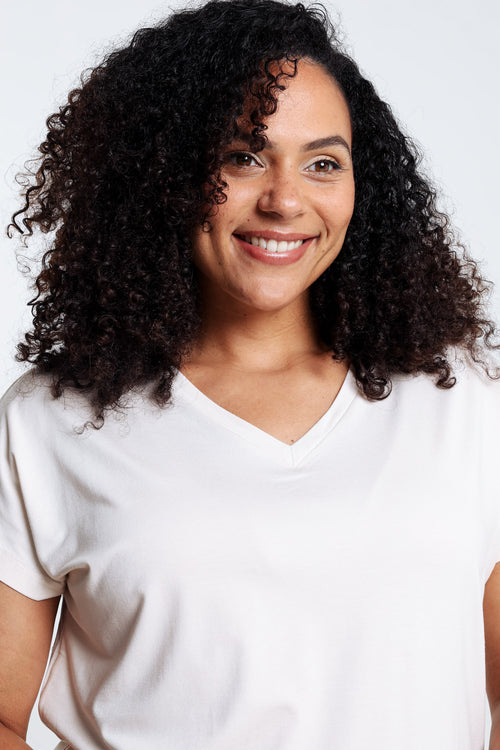Effen T-shirt in viscose-Paprika-3