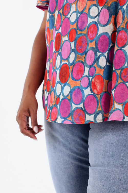 Blouse van viscose met ronde print-Paprika-6