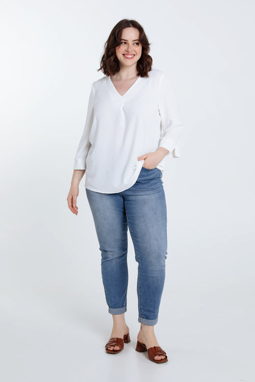 Losse, effen blouse-Paprika-6