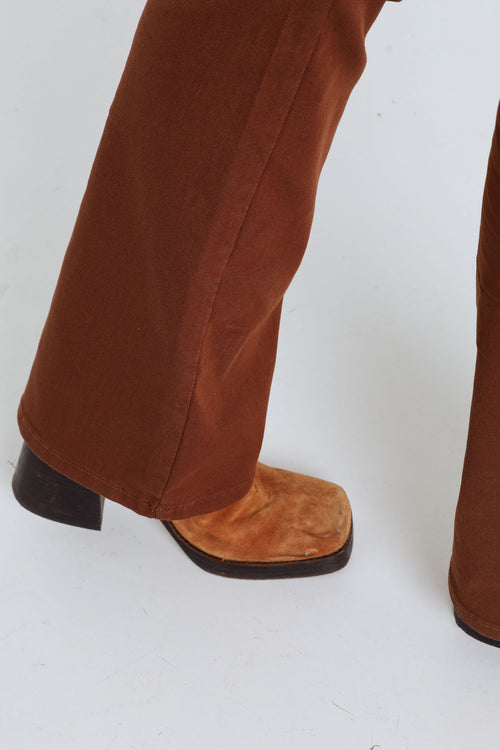 Lange, effen broek in katoen met 5 zakken-Paprika-5