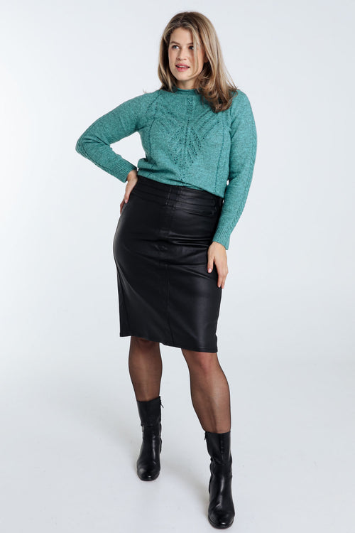 Effen trui met kabel- en strassdetails-Paprika-7